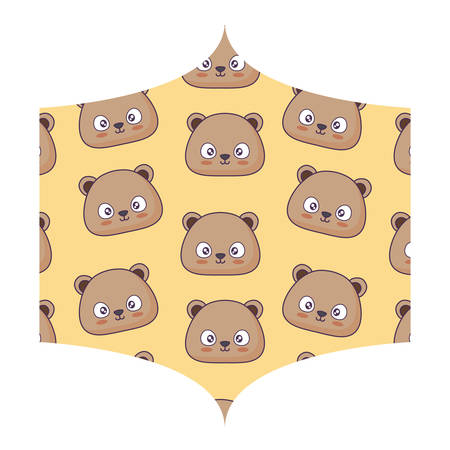 decorative frame with cute bear pattern over white background, vector illustrationのイラスト素材