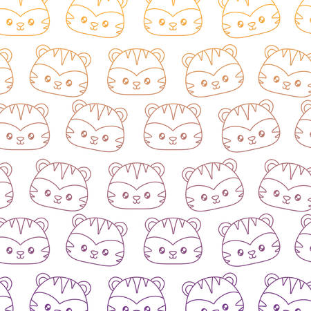 background of cute tigers pattern, vector illustrationのイラスト素材