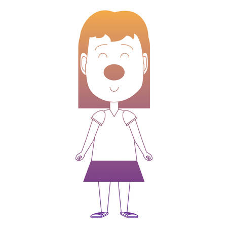 Happy cute girl with red nose and wearing a skirt over white background, vector illustrationのイラスト素材
