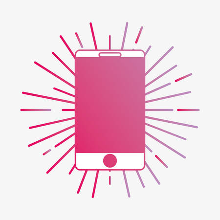 smartphone icon over white background, colorful line design. vector illustrationのイラスト素材