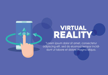 Infographic of Virtual reality design with smartphone icon over blue background, colorful design. vector illustrationのイラスト素材