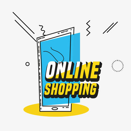 online shopping with smartphone pop art style vector illustration designのイラスト素材