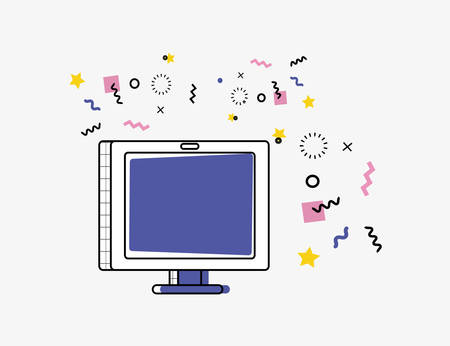 online shopping with display computer pop art style vector illustration designのイラスト素材