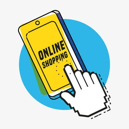 online shopping with smartphone pop art style vector illustration designのイラスト素材