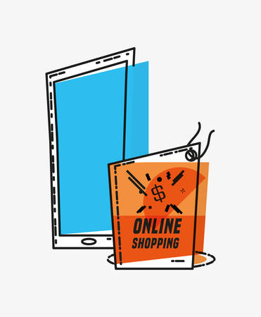 online shopping with smartphone pop art style vector illustration designのイラスト素材