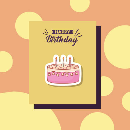 happy birthday card with sweet cake vector illustration designのイラスト素材