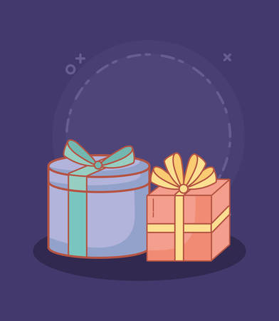 happy birthday postcard with gifts boxes vector illustration designのイラスト素材