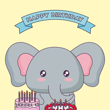cute elephant clebrating party character vector illustration designのイラスト素材