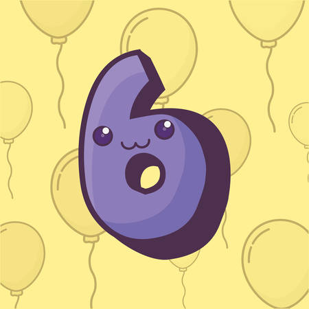 number six comic character vector illustration designのイラスト素材