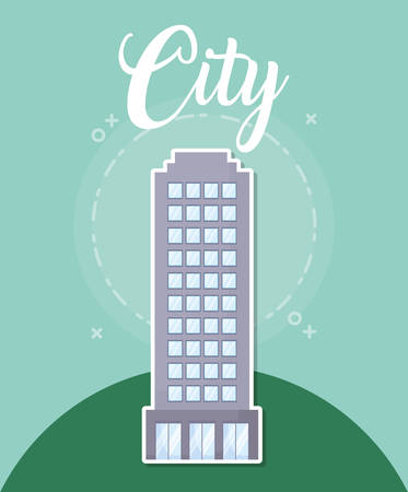 city building icon over green background, colorful design. vector illustrationのイラスト素材