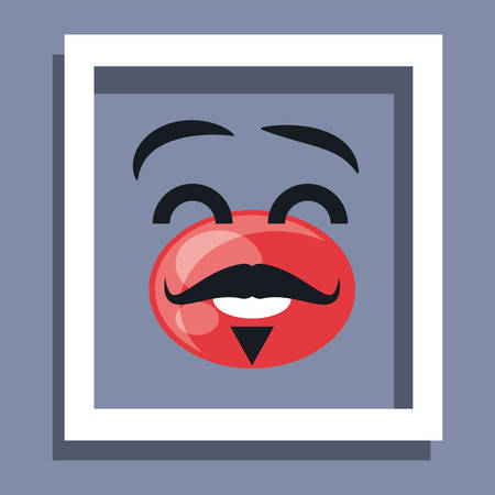 decorative frame with red nose with mustache over gray background, vector illustrationのイラスト素材