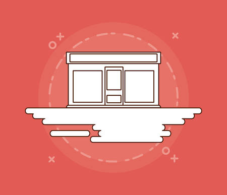 city store icon over red background, colorful design. vector illustrationのイラスト素材