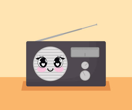 radio icon over orange background, colorful design. vector illustrationのイラスト素材