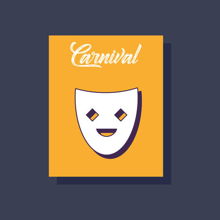Carnival design with mask icon over orange and blue background, colorful design. vector illustrationのイラスト素材