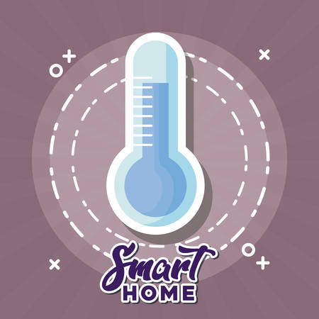 Smart home design with thermometer icon over purple background, colorful design. vector illustrationのイラスト素材