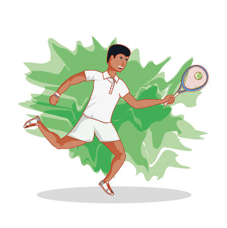 man playing tennis character vector illustration designのイラスト素材