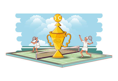 men players tennis characters vector illustration designのイラスト素材