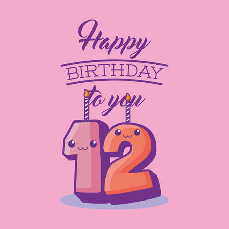numbers candles kawaii comic characters vector illustration designのイラスト素材