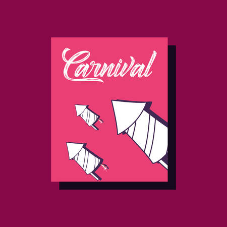 Carnival design with firework rockets icon over pink background, colorful design. vector illustrationのイラスト素材