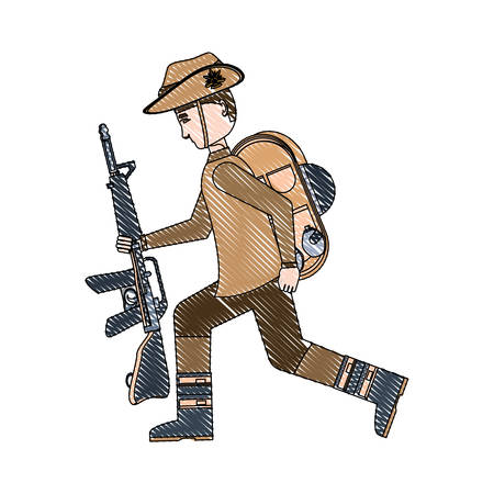Anzac day design with military soldier with the equipment and weapon over white background, colorful design. vector illustrationのイラスト素材