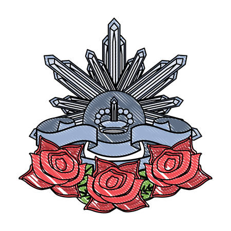 Anzac day design with  The Rising Sun Badge and poppy flowers over white background, vector illustrationのイラスト素材