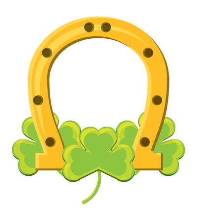 horseshoe with clovers over white background, vector illustrationのイラスト素材