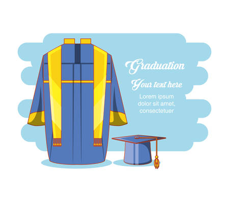 graduation card with suit uniform vector illustration designのイラスト素材