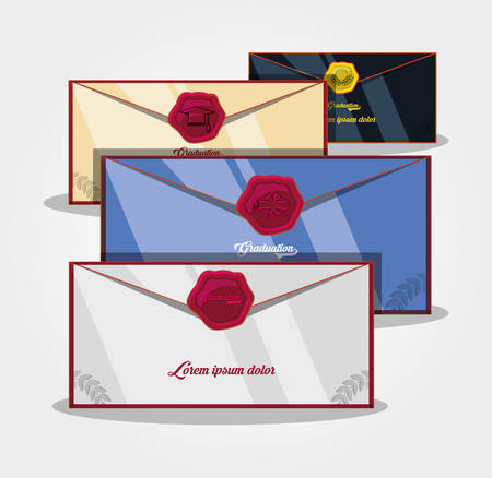 graduation card with envelope vector illustration designのイラスト素材