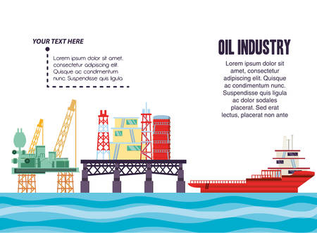oil industry with marine platform vector illustration designのイラスト素材