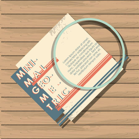 minimal geometric template with wooden background vector illustration designのイラスト素材