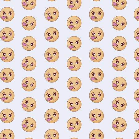 kiss emojis background, colorful design. vector illustrationのイラスト素材