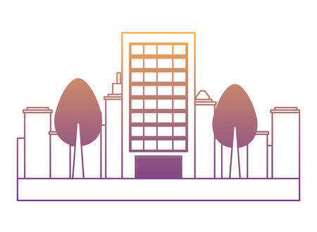 city building and trees over city urban landscape and white background, colorful design. vector illustrationのイラスト素材