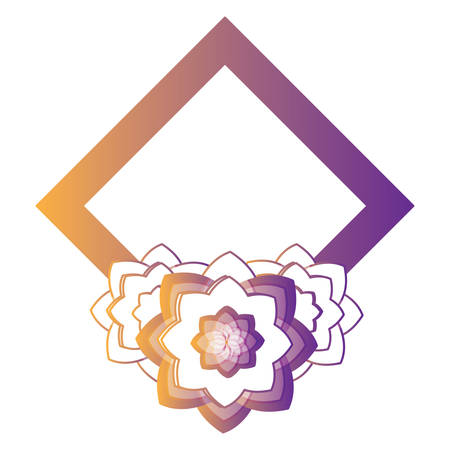 decorative frame with beautiful flowers over white background, colorful design. vector illustrationのイラスト素材