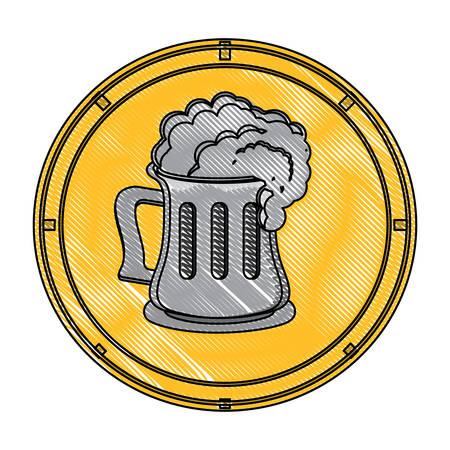 coin with beer mug icon over white background, vector illustrationのイラスト素材