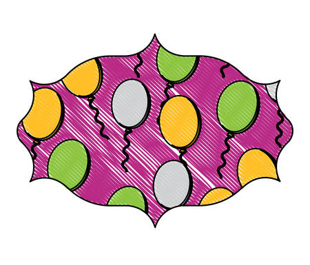 arabic frame with balloons pattern over white background, vector illustrationのイラスト素材