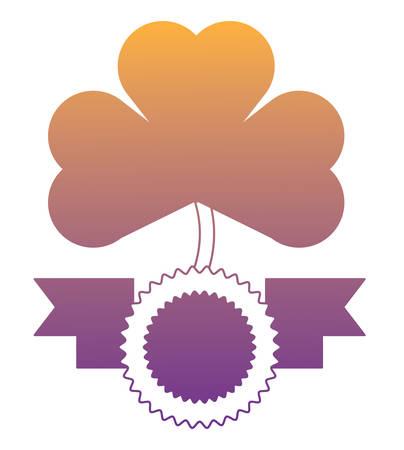 clover with decorative seal stamp over white background, vector illustrationのイラスト素材