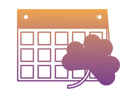 calendar with clover icon over white background, vector illustrationのイラスト素材