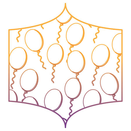 decorative frame with balloons pattern over white background, vector illustrationのイラスト素材