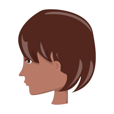 avatar woman with short hair over white background, colorful design. vector illustrationのイラスト素材