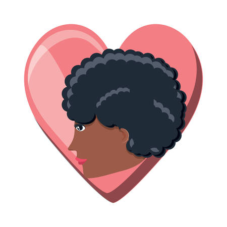 avatar woman profile over heart and white background, vector illustrationのイラスト素材