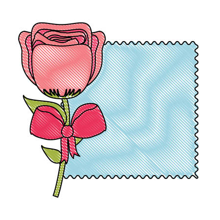 card with beautiful rose icon over white background, colorful design. vector illustrationのイラスト素材