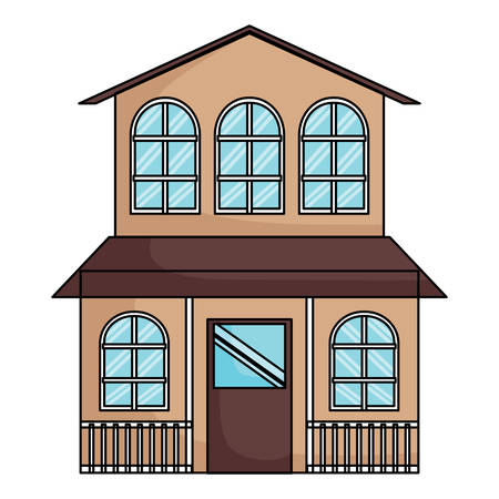 house of two floors over white background, colorful design. vector illustrationのイラスト素材