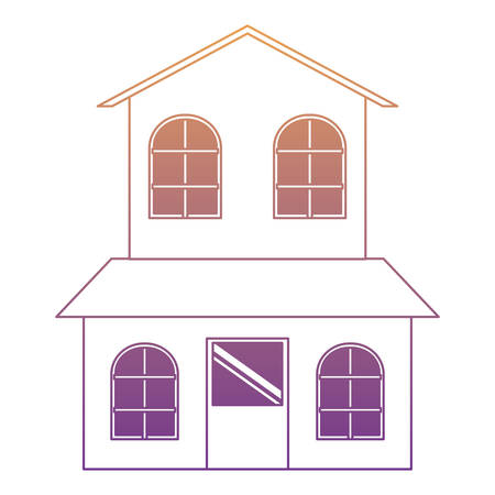 house of two floors over white background, colorful design. vector illustrationのイラスト素材