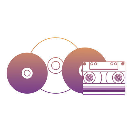 vinyls and cassette over white background, vector illustrationのイラスト素材