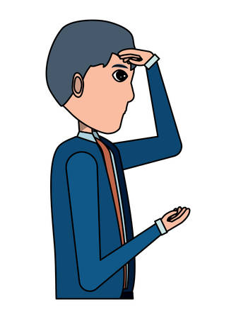 Cartoon businessman thinking over white background, colorful design. vector illustrationのイラスト素材