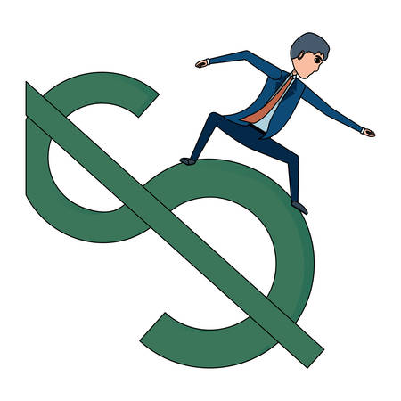 big money symbol with businessman over white background, vector illustrationのイラスト素材