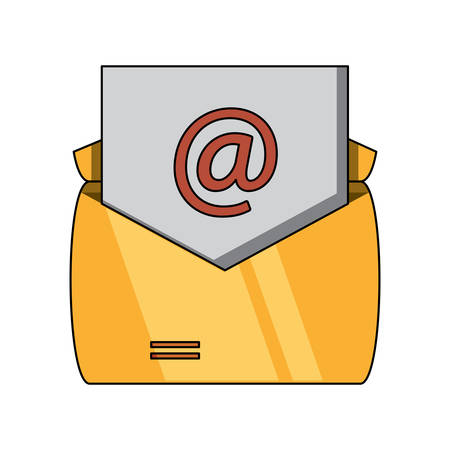 envelope with mail document over white background, colorful design. vector illustrationのイラスト素材