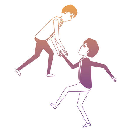 businessman helping a other businessman over white background, vector illustrationのイラスト素材