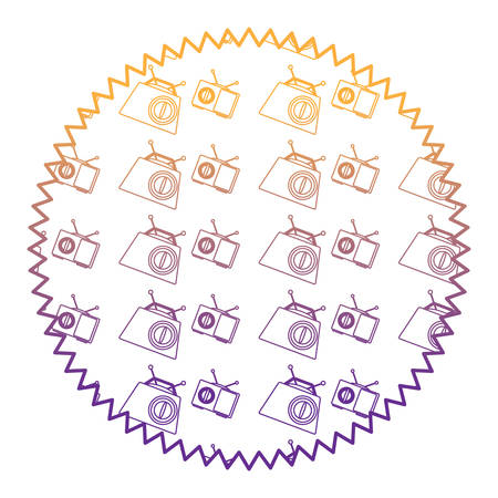 seal stamp with Retro radios pattern over white background, vector illustrationのイラスト素材