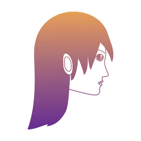 cartoon woman with ling hair over white background, colorful design vector illustrationのイラスト素材